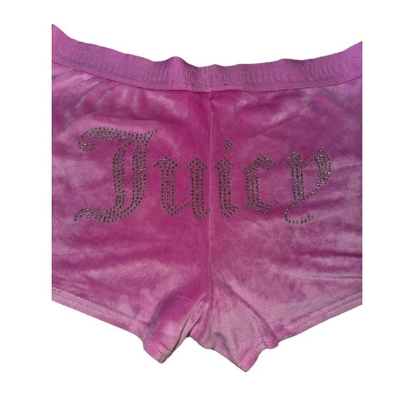JUICY COUTURE Pink Velour Sleep Booty Shorts With Rhinestone Logo Large Y2K Cute - Picture 3 of 8
